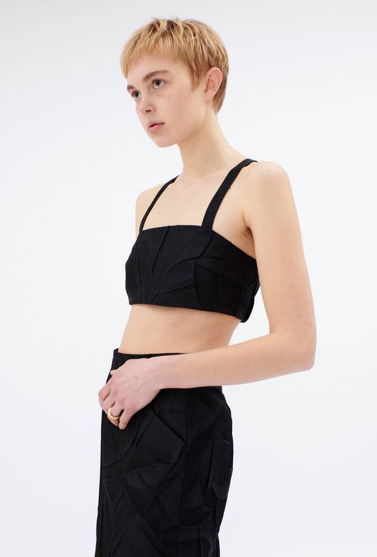 Odeeh Crinkled Duchesse Top, Jet Black Clearance-Verkauf