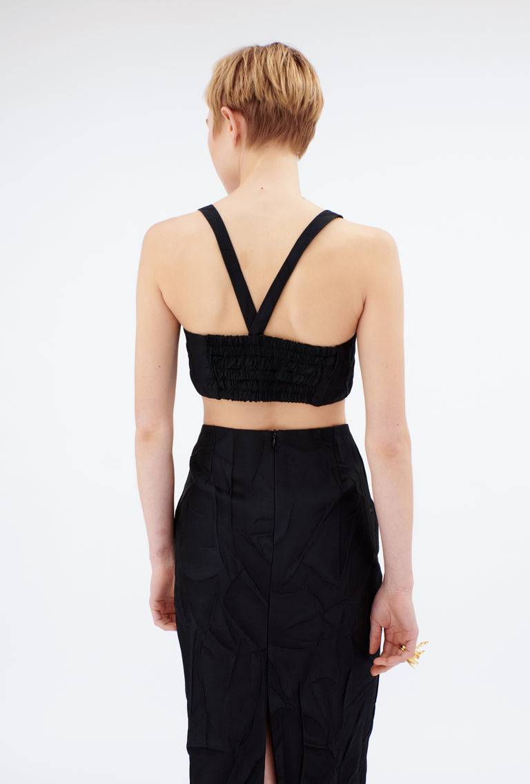 Odeeh Crinkled Duchesse Top, Jet Black Clearance-Verkauf