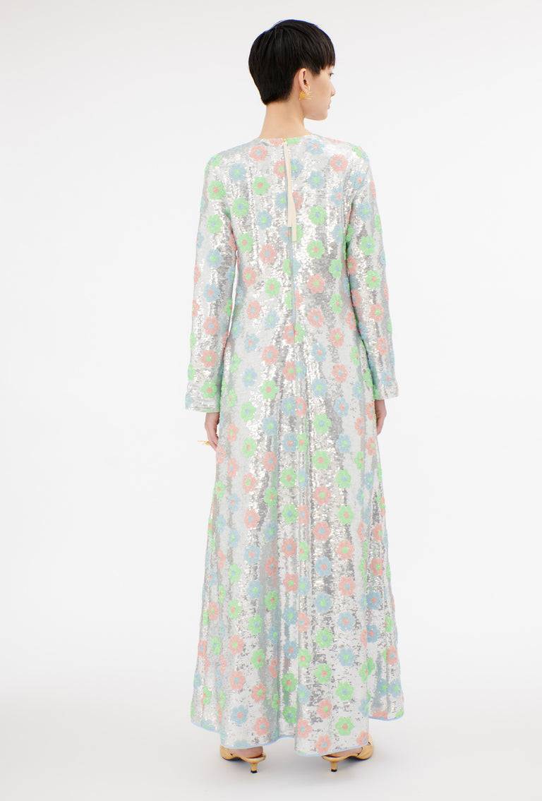 Odeeh Sequins Daisies Kleid, Silver Auslauf
