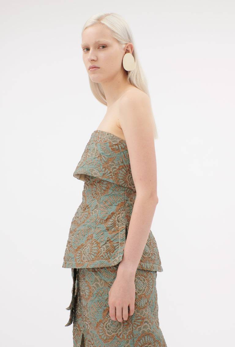 Odeeh Flower Camouflage Matelassé Top, Sea Green Hotsell