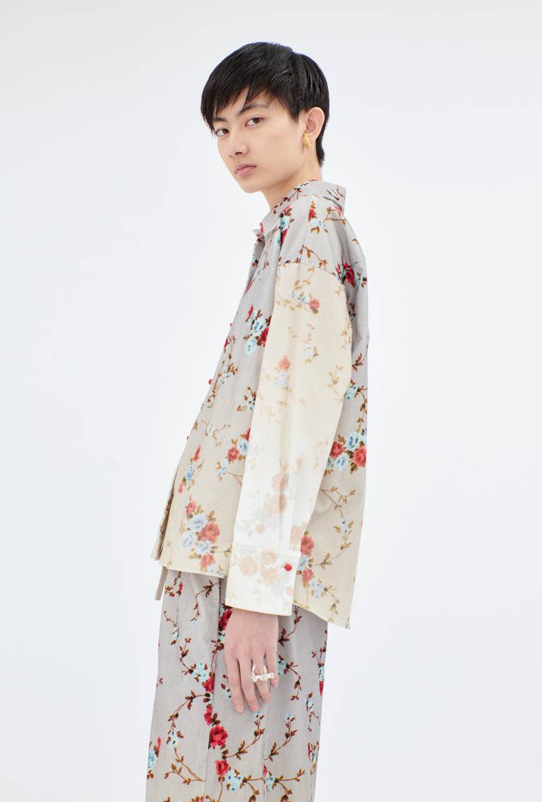 Odeeh Mini Bouquets Stamped Corduroy Degradé Bluse, Aqua Blitzverkäufe