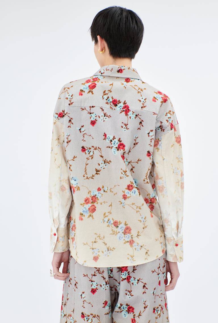 Odeeh Mini Bouquets Stamped Corduroy Degradé Bluse, Aqua Blitzverkäufe