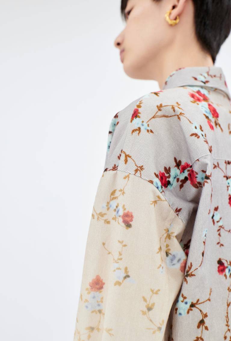 Odeeh Mini Bouquets Stamped Corduroy Degradé Bluse, Aqua Blitzverkäufe