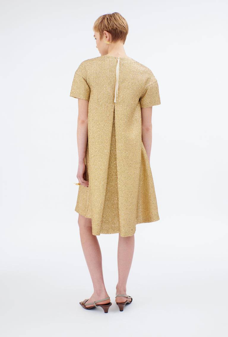 Odeeh Gold Brocade Kleid, Gold Limitierter Zeitrabatt