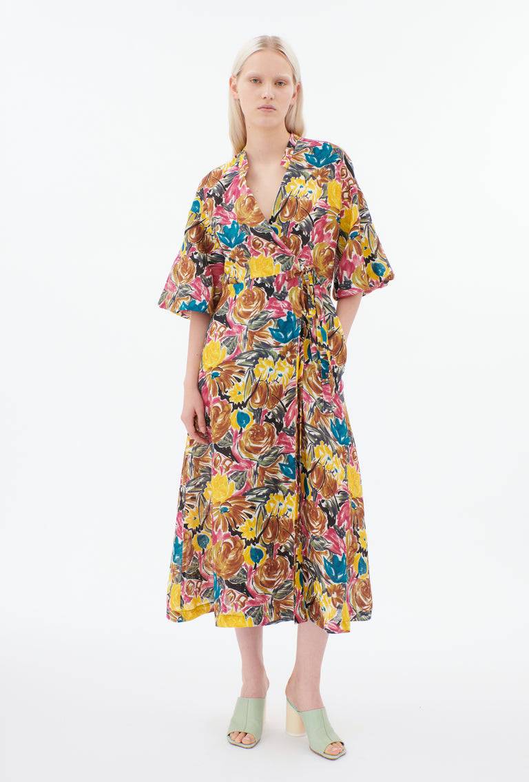 Odeeh Brush-Stroke Peonies Kleid, Tobacco Fabrik Onlineshop