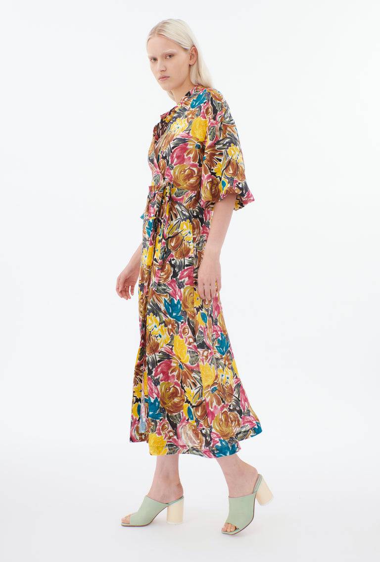 Odeeh Brush-Stroke Peonies Kleid, Tobacco Fabrik Onlineshop