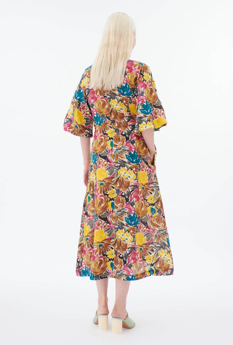 Odeeh Brush-Stroke Peonies Kleid, Tobacco Fabrik Onlineshop