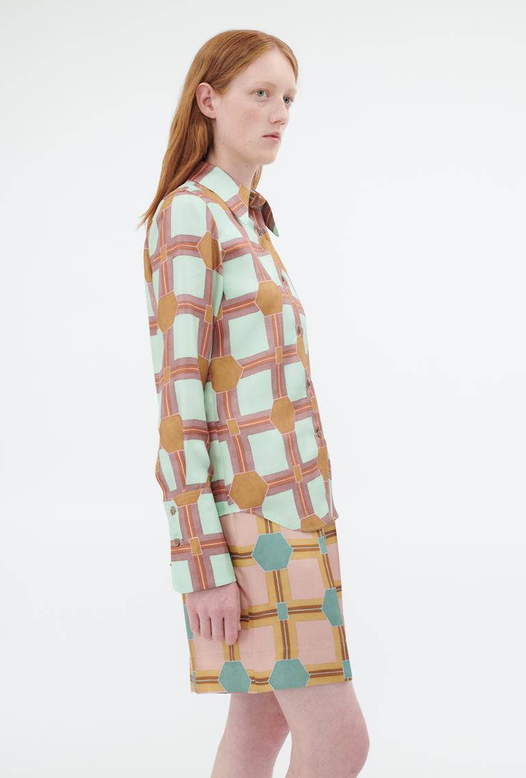 Odeeh Painted Tiles Bluse, Mint Begrenztes Angebot