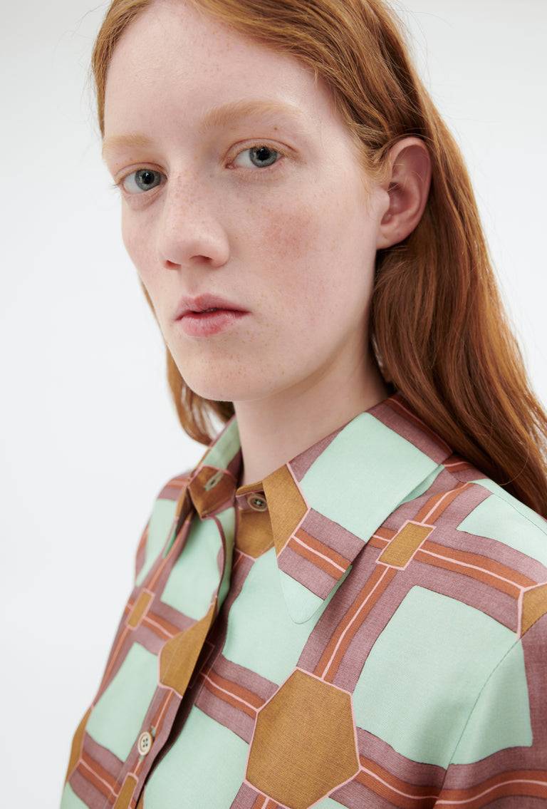 Odeeh Painted Tiles Bluse, Mint Begrenztes Angebot