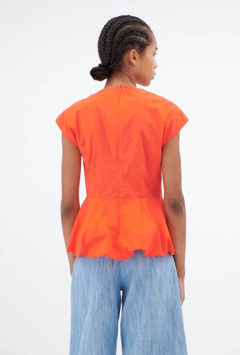 Odeeh Cotton Popeline Bluse, Glowing Orange Preisnachlass