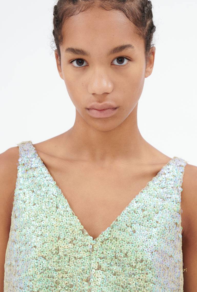 Odeeh Hazy Sequins Top, Mermaid green Saisonschlussverkauf