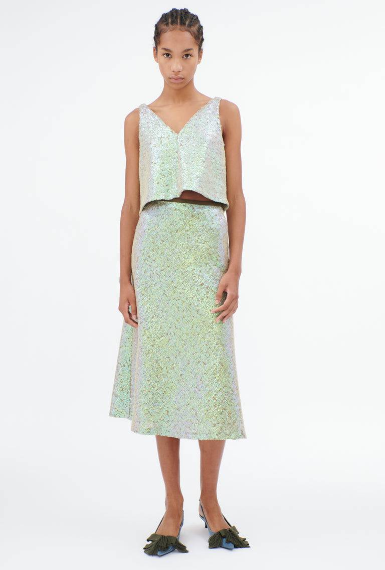 Odeeh Hazy Sequins Top, Mermaid green Saisonschlussverkauf