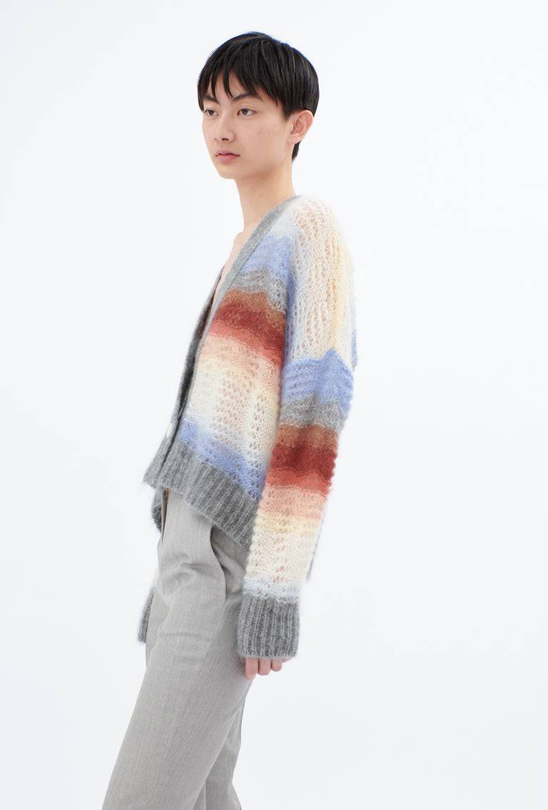 Odeeh Light Weight Mohair Mix Sunset Stripe Cardigan, Multicolor Riesige Ersparnisse