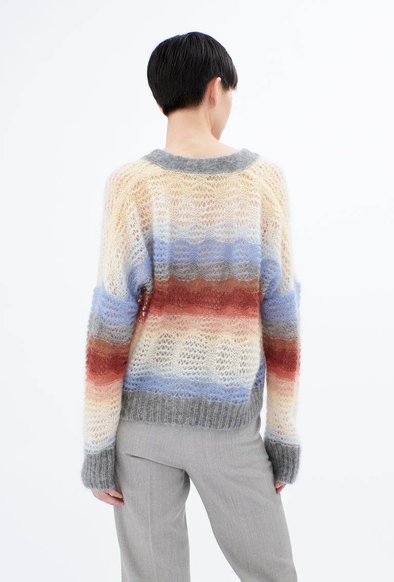 Odeeh Light Weight Mohair Mix Sunset Stripe Cardigan, Multicolor Riesige Ersparnisse