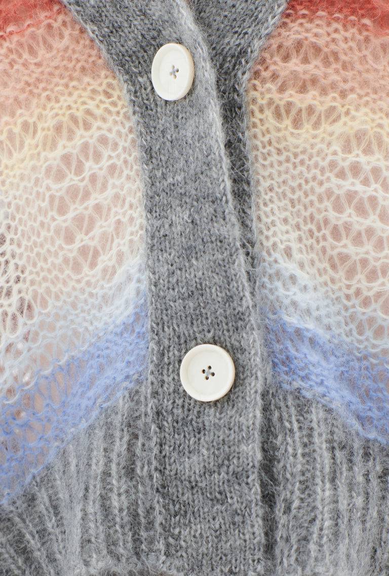 Odeeh Light Weight Mohair Mix Sunset Stripe Cardigan, Multicolor Riesige Ersparnisse