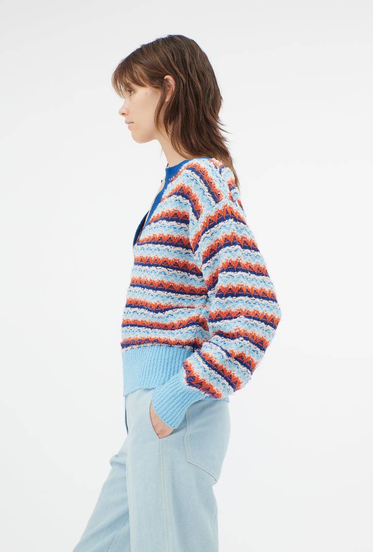 Odeeh Structured Lines Pullover, Himmelblau Begrenzte Freigabe