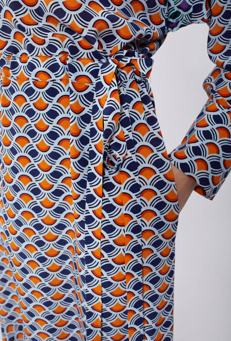 Odeeh Crossed Waves Kleid, Glowing Orange Im Verkauf