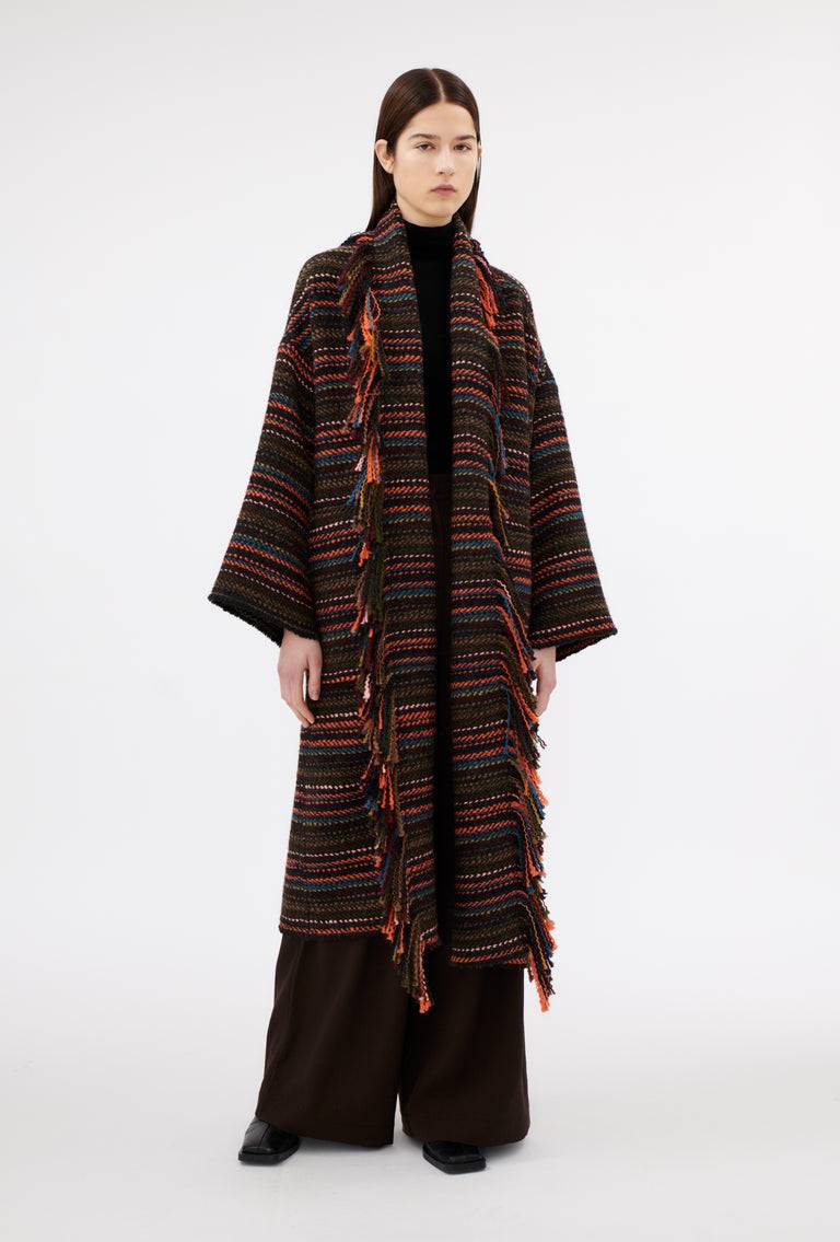 Odeeh Multicolor Stripe Mantel, Charcoal im Angebot