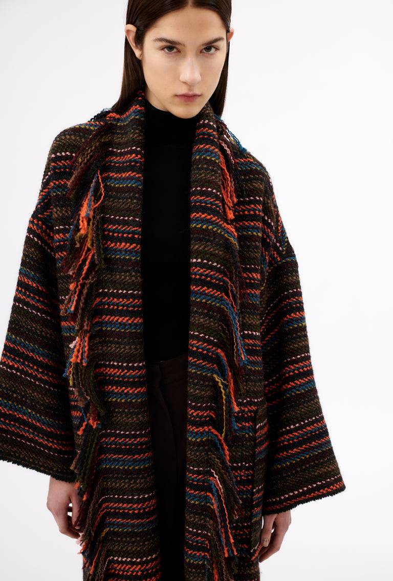 Odeeh Multicolor Stripe Mantel, Charcoal im Angebot