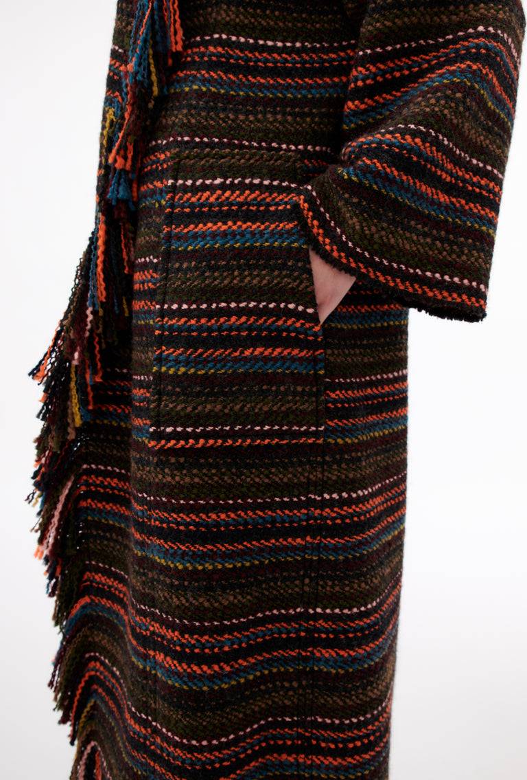 Odeeh Multicolor Stripe Mantel, Charcoal im Angebot