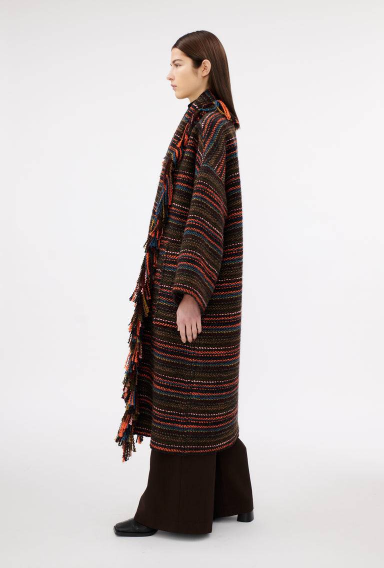 Odeeh Multicolor Stripe Mantel, Charcoal im Angebot