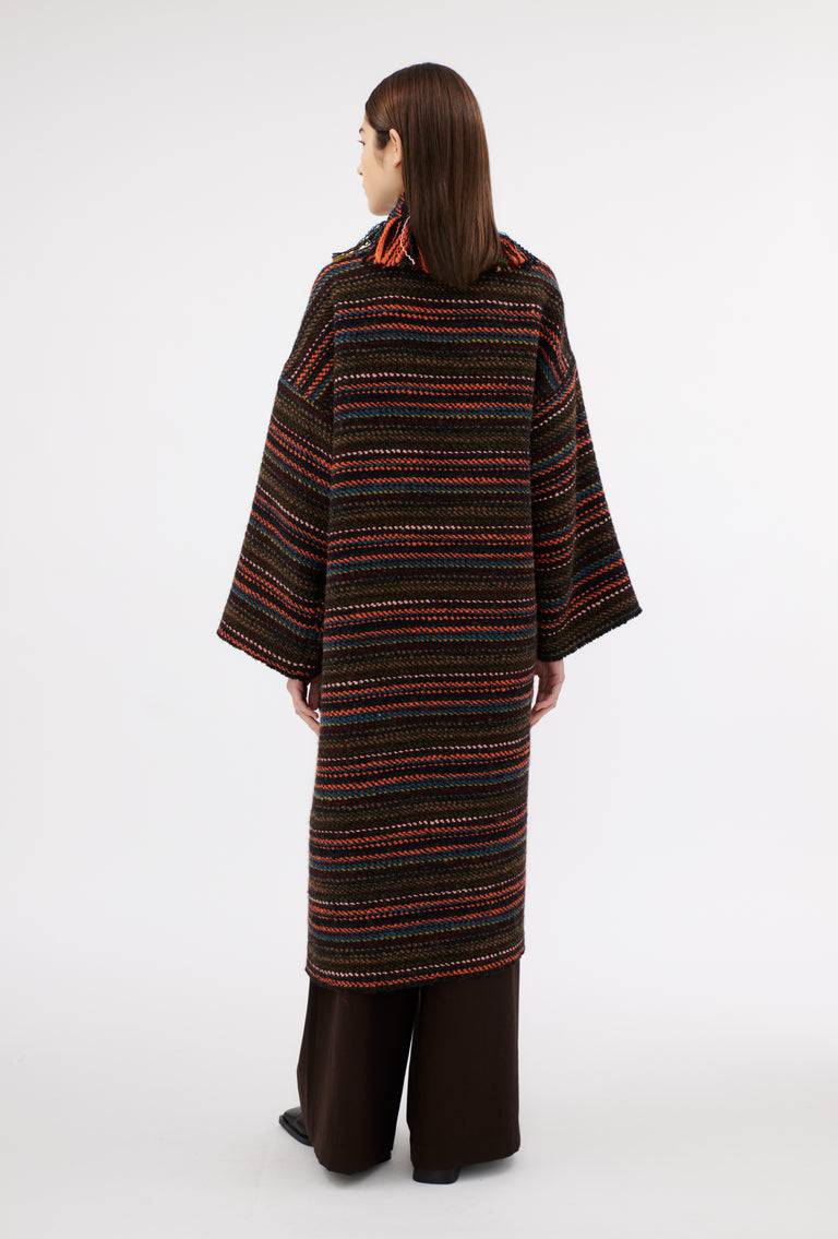 Odeeh Multicolor Stripe Mantel, Charcoal im Angebot