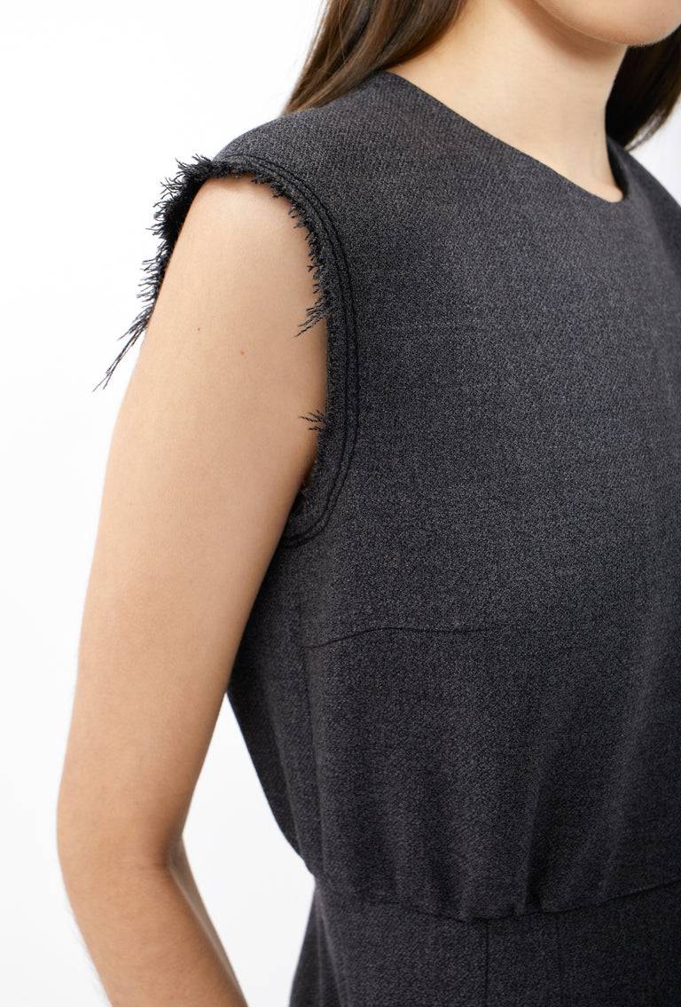 Odeeh Savile Row Wool Pique Kleid, Charcoal Fabrikpreis