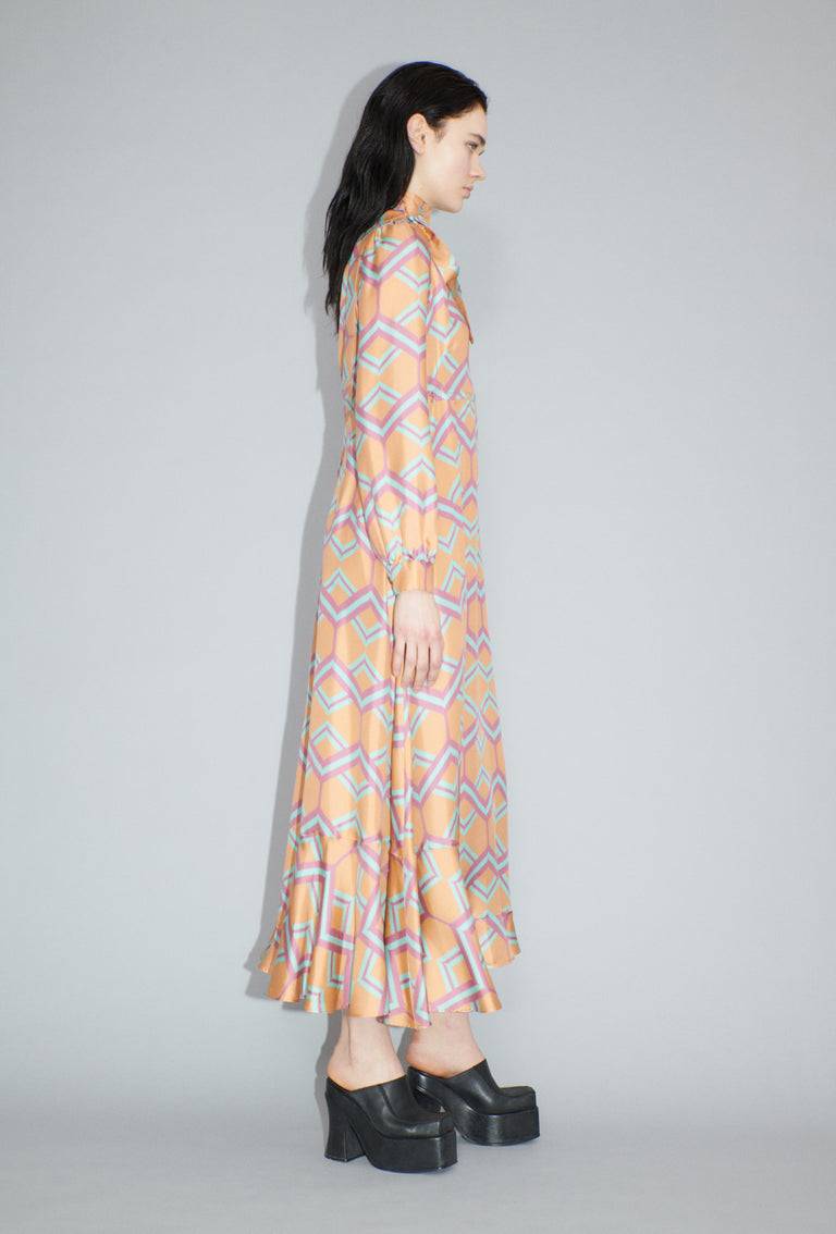 Odeeh Ribbon Zig Zag Kleid, Pale Peach Versandkostenfrei