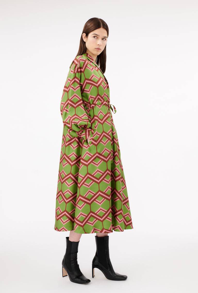 Odeeh Ribbon Zig Zag Kleid, Grass Green Großer Ausverkauf