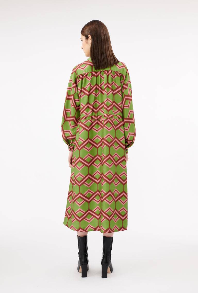 Odeeh Ribbon Zig Zag Kleid, Grass Green Großer Ausverkauf