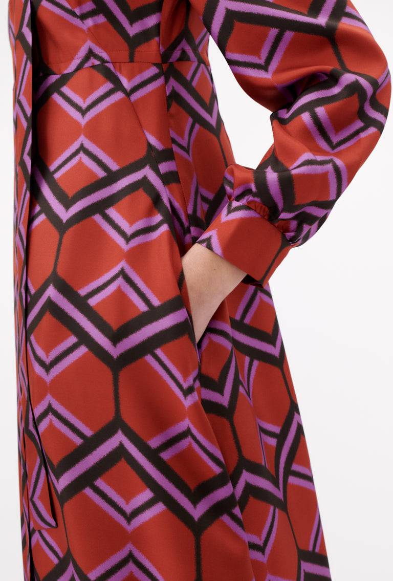 Odeeh Ribbon Zig Zag Kleid, Rusty Red Begrenztes Angebot