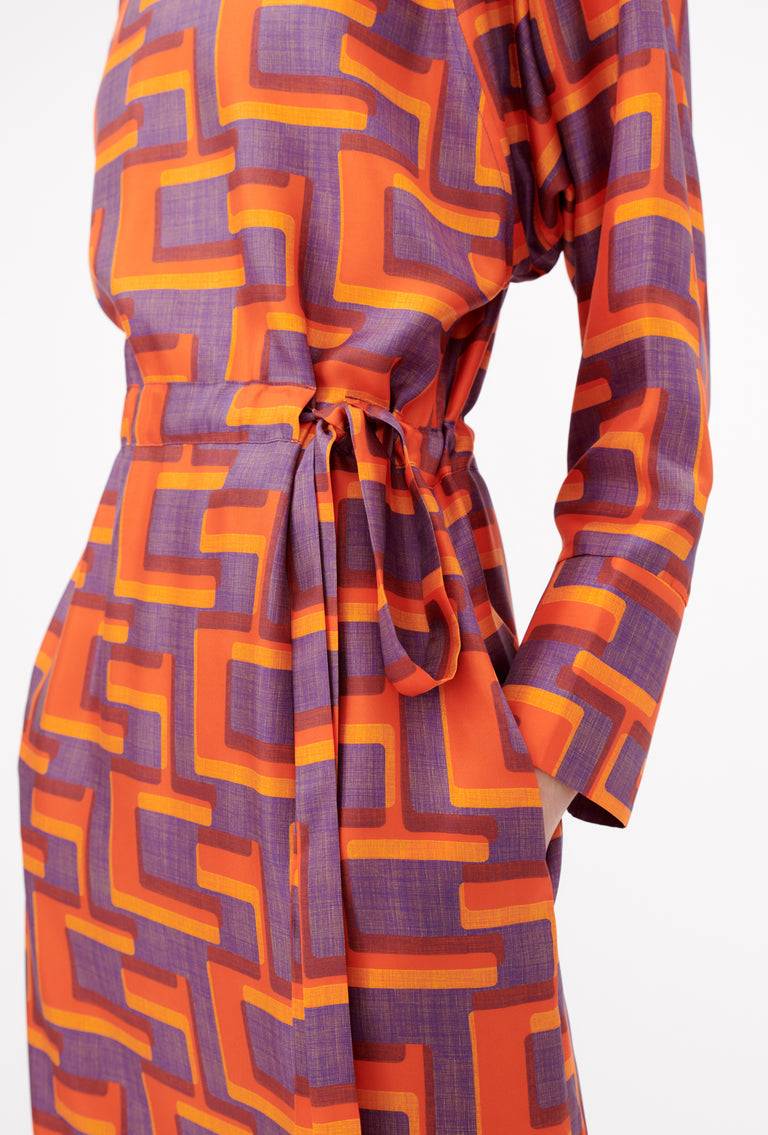 Odeeh Pop Art Maze Kleid, Glowing Orange Exklusivangebot