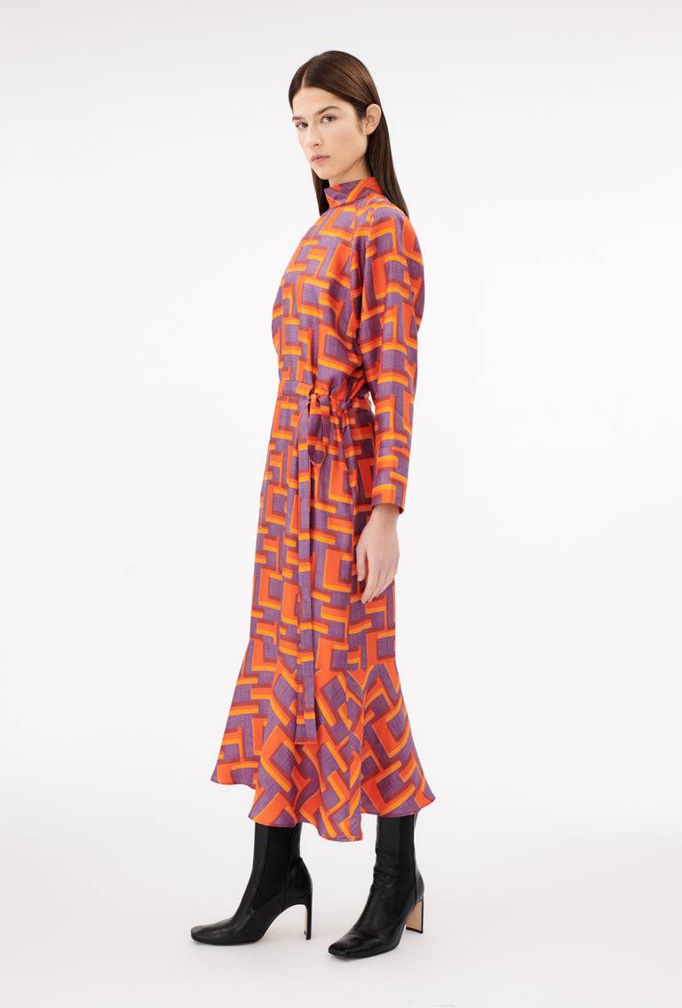 Odeeh Pop Art Maze Kleid, Glowing Orange Exklusivangebot