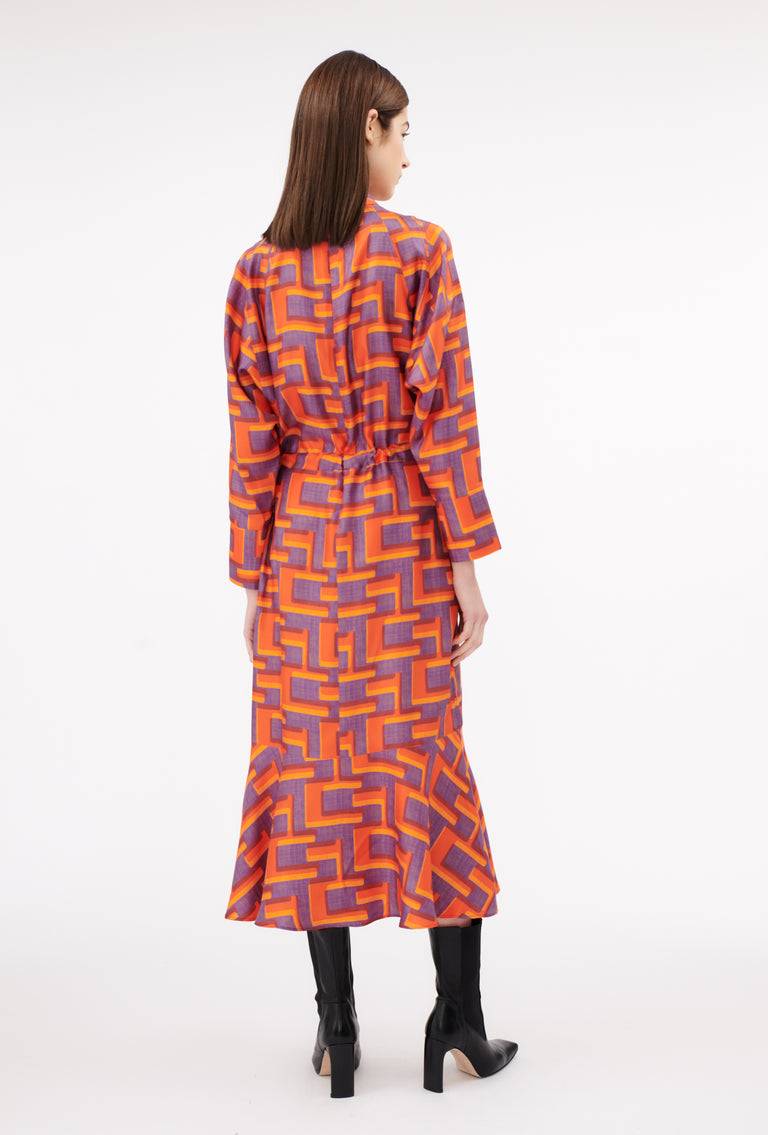Odeeh Pop Art Maze Kleid, Glowing Orange Exklusivangebot