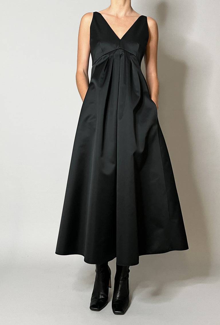 Odeeh Solid Duchesse Kleid, Jet Black Preisnachlass