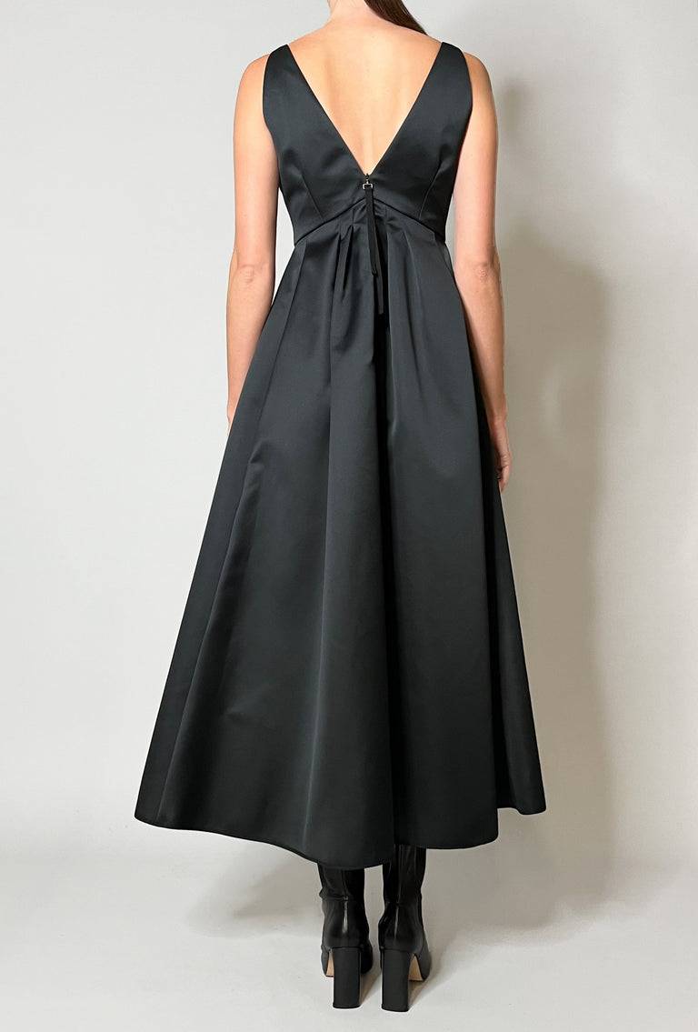 Odeeh Solid Duchesse Kleid, Jet Black Preisnachlass