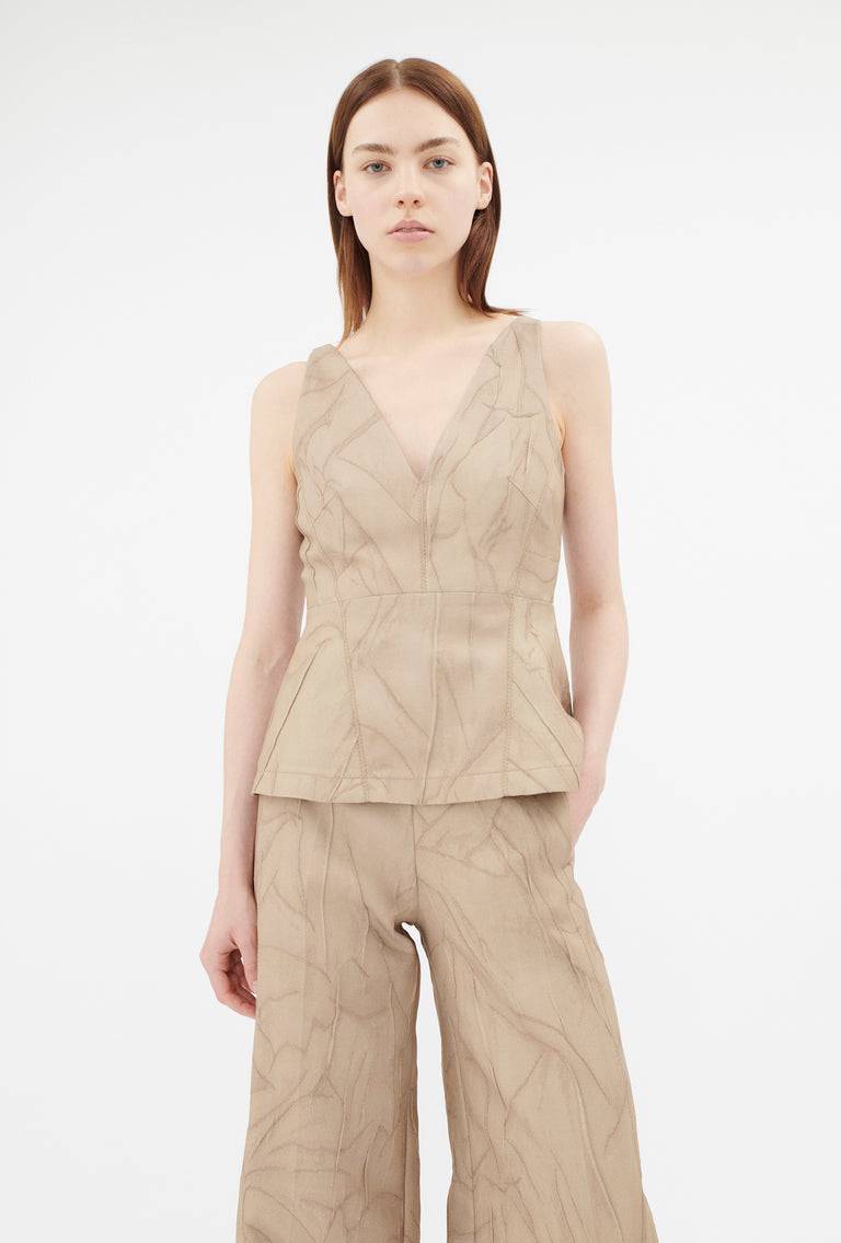 Odeeh Crinkled Duchesse Stonewashed Top, French Beige Cyber Monday