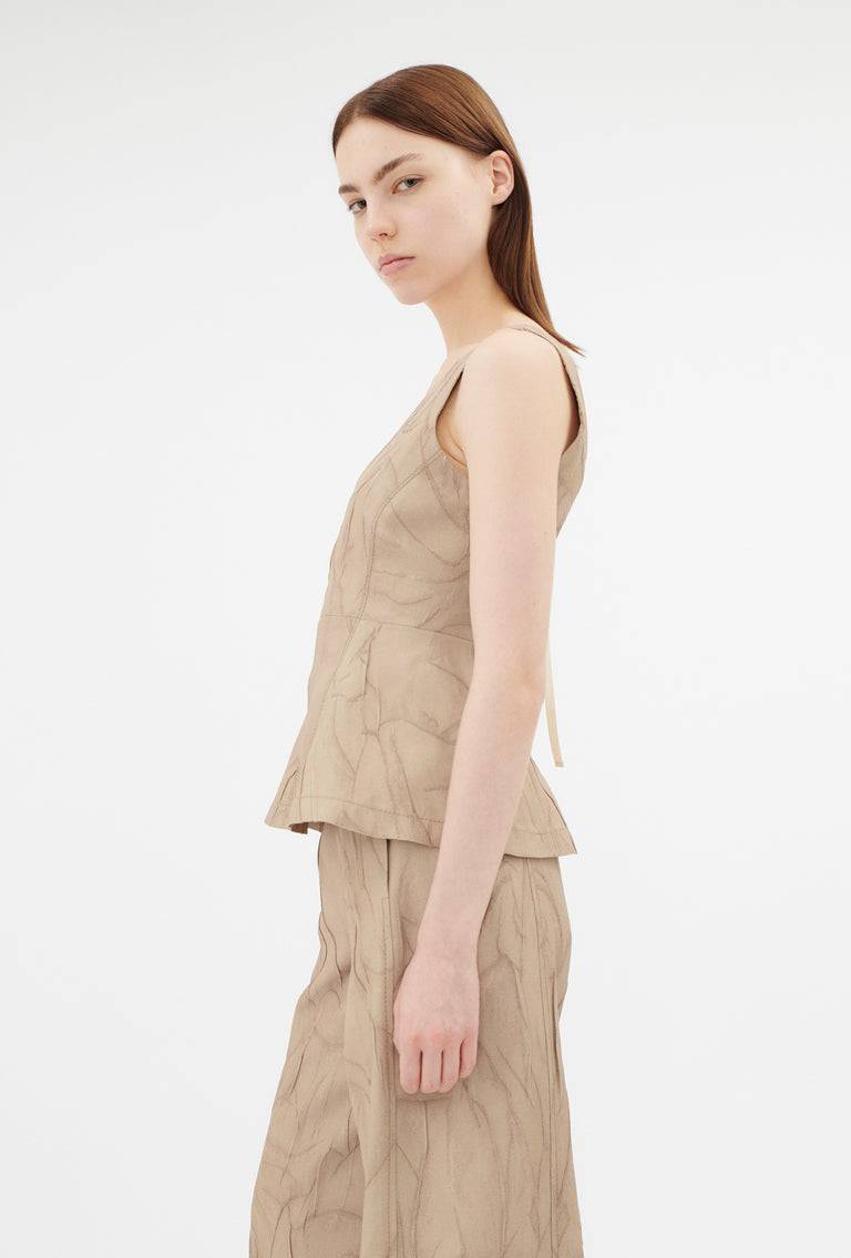 Odeeh Crinkled Duchesse Stonewashed Top, French Beige Cyber Monday