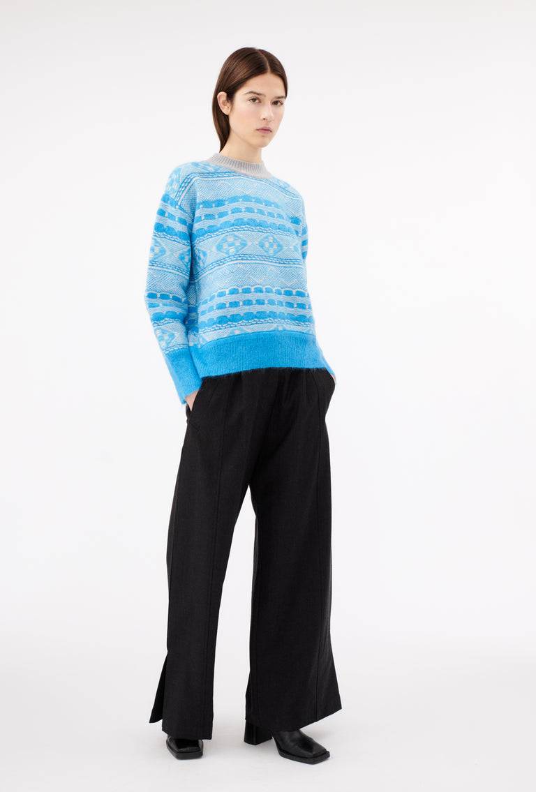 Odeeh Graphic Norwegian Pullover, Himmelblau Neueste Mode