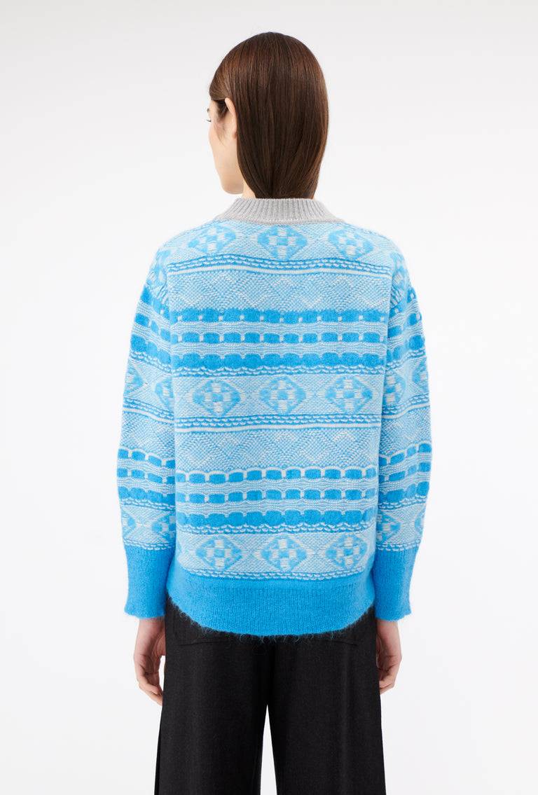 Odeeh Graphic Norwegian Pullover, Himmelblau Neueste Mode