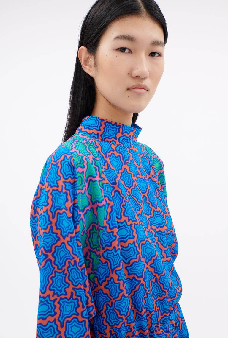 Odeeh Memphis Achats Crepe de Chine Kleid, Turquoise Blue 2025