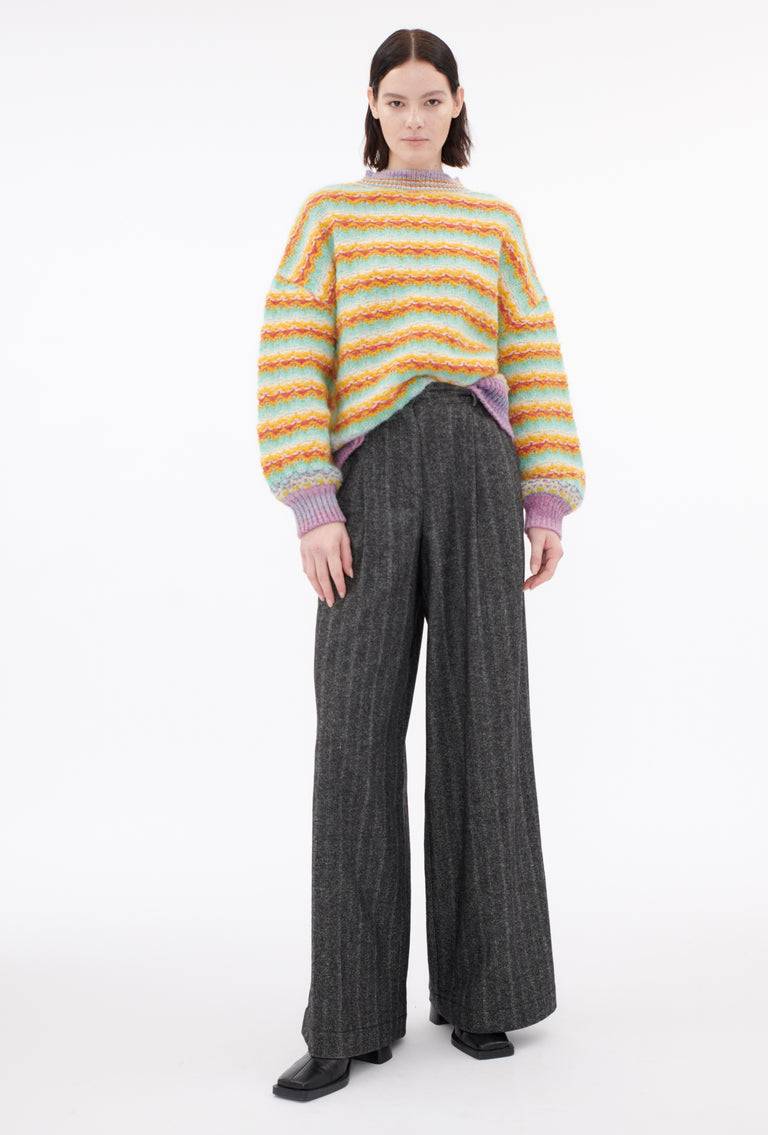 Odeeh Blurry Stripes Alpaca Wool Pullover, Jade Blitzverkäufe