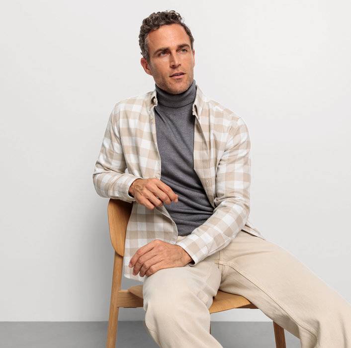 Oblymp Casual, Freizeithemd, regular fit, Button-down, Beige zollfrei
