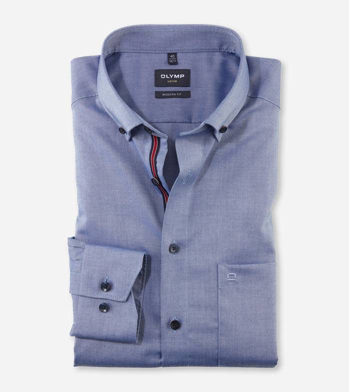 Oblymp Luxor, Businesshemd, modern fit, Button-down, Rauchblau Im Verkauf