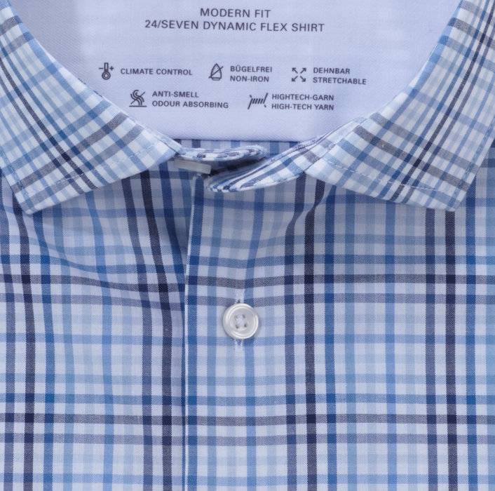Oblymp Luxor 24/Seven, Businesshemd, modern fit, Global Kent, Bleu Hotsell