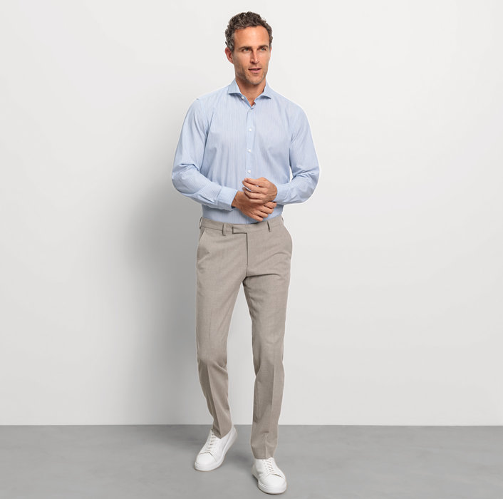 Oblymp Level Five garment washed, Businesshemd, body fit, Haifisch, Bleu Weihnachtsangebot
