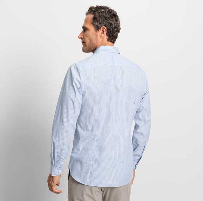 Oblymp Level Five garment washed, Businesshemd, body fit, Haifisch, Bleu Weihnachtsangebot