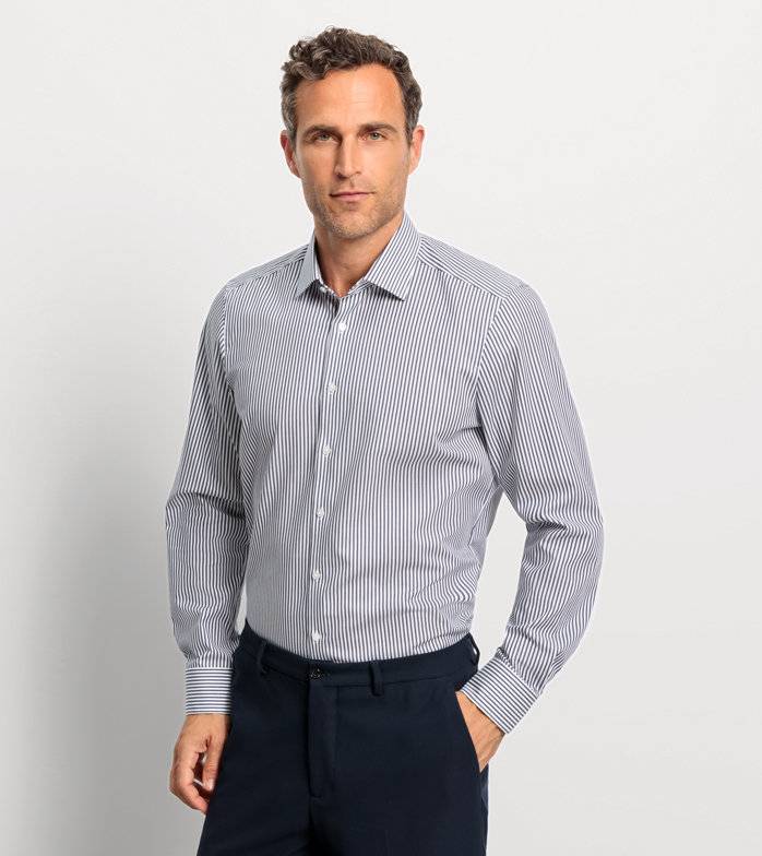 Oblymp Level Five, Businesshemd, body fit, New York Kent, Marine Online Outlet