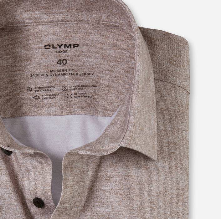 Oblymp Luxor 24/Seven, Businesshemd, modern fit, New Kent, Braun Tägliche Deals