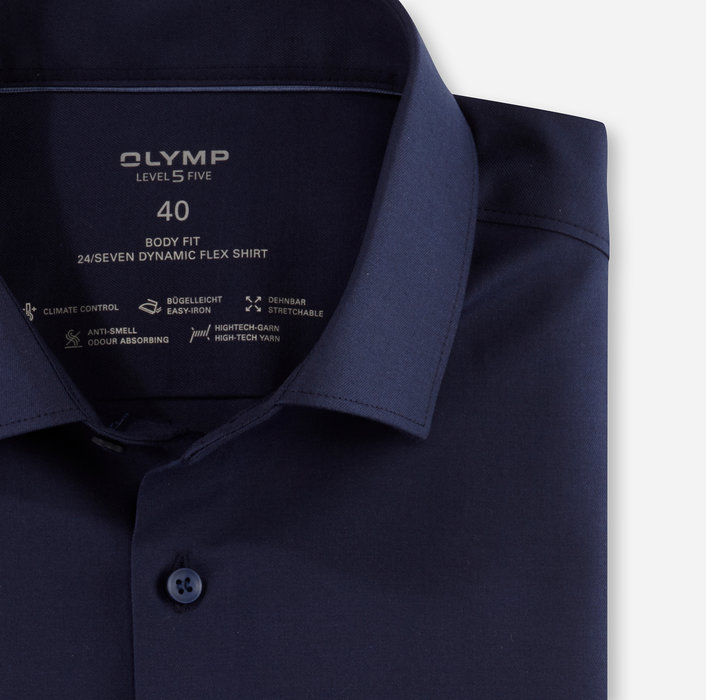 Oblymp Level Five 24/Seven, Businesshemd, body fit, Modern Kent, Marine Bis zu 65% Rabatt